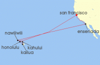Cruise itinerary map for Princess Cruises 16 Night Hawaiian Islands (139429)