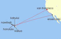 Cruise itinerary map for Princess Cruises 16 Night Hawaiian Islands (139435)