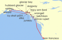 Cruise itinerary map for Princess Cruises 20 Night Ultimate Alaska Solstice (with Glacier Bay National Park) (131152)