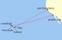 Cruise itinerary map for Princess Cruises 16 Night Hawaiian Islands (139437)