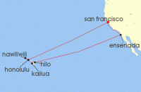 Cruise itinerary map for Princess Cruises 16 Night Hawaiian Islands Holiday (139431)