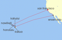 Cruise itinerary map for Princess Cruises 16 Night Hawaiian Islands Holiday (130905)