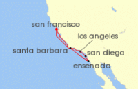 Cruise itinerary map for Princess Cruises 7 Night Classic California Coast (131900)