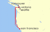 Cruise itinerary map for Princess Cruises 7 Night Pacific Northwest Coast (117012)