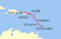 Cruise itinerary map for Celebrity Cruises 7 Night Southern Caribbean (128904)