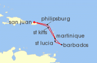 Cruise itinerary map for Virgin Voyages 7 Night Sunny Miles of Tropical Isles (119728)
