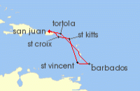 Cruise itinerary map for Virgin Voyages 7 Night Virgin Island Views & Saint Isle Blues (122546)