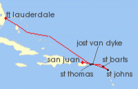 Cruise itinerary map for Crystal Cruises 7 Night The Americas & Caribbean - San Juan To Fort Lauderdale (117614)