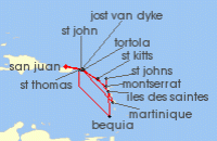 Cruise itinerary map for Silversea Cruises 14 Night San Juan To San Juan (139614)