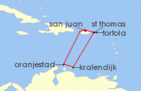 Cruise itinerary map for Norwegian Cruise Line 7 Night Caribbean Round-trip San Juan: St. Thomas & Tortola (137291)