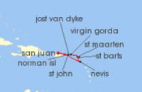 Cruise itinerary map for SeaDream Yacht Club 7 Night Leeward Islands Adventure (138375)
