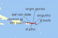 Cruise itinerary map for SeaDream Yacht Club 7 Night Best of British Virgin Isles & St. Barths (135350)