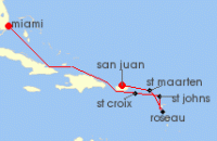Cruise itinerary map for Royal Caribbean Cruises 7 Night Southern Caribbean Cruise (139369)