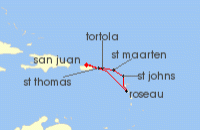 Cruise itinerary map for Royal Caribbean Cruises 7 Night Southern Caribbean Cruise (139370)