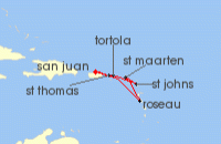 Cruise itinerary map for Royal Caribbean Cruises 7 Night Southern Caribbean Cruise (140187)
