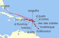 Cruise itinerary map for Explora Journeys 15 Night An Extended Journey of Caribbean Inspiration and Island Beauty (129589)