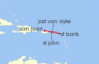 Cruise itinerary map for SeaDream Yacht Club 5 Night St. Barths Getaway (136447)