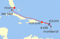 Cruise itinerary map for Explora Journeys 7 Night A Journey through Balmy Shores & Stirring Scenery (136265)