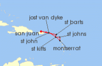 Cruise itinerary map for Silversea Cruises 7 Night San Juan To San Juan (135340)