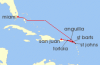 Cruise itinerary map for Explora Journeys 7 Night A Journey from San Juan to Miami (125818)