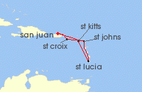 Cruise itinerary map for Royal Caribbean Cruises 6 Night Southern Caribbean Cruise (131786)