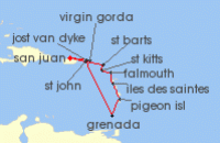 Cruise itinerary map for Windstar Cruises 11 Night Masterpieces at Sea: Gems of the Leeward Islands (130746)