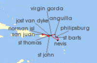 Cruise itinerary map for SeaDream Yacht Club 8 Night Best of British Virgin Islands & St. Barths (120944)