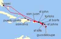 Cruise itinerary map for Explora Journeys 16 Night An Extended Journey of Caribbean Celebrations & Tropical Idylls (138123)