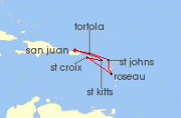 Cruise itinerary map for Royal Caribbean Cruises 7 Night Southern Caribbean Holiday (140130)