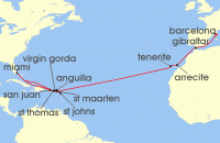 Cruise itinerary map for Explora Journeys 23 Night A Grand Journey of Lively Latin Flair, Modern Marvels & Coastal Charm (136524)