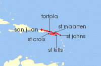 Cruise itinerary map for Royal Caribbean Cruises 7 Night Southern Caribbean Cruise (140126)