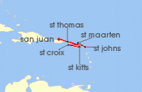 Cruise itinerary map for Royal Caribbean Cruises 7 Night Southern Caribbean Cruise (140127)