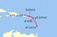 Cruise itinerary map for Virgin Voyages 6 Night Caribbean East: Virgin & Saint Isles (137828)