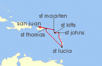 Cruise itinerary map for Virgin Voyages 7 Night Antigua & the St. Isles (132496)