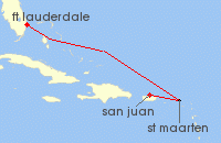 Cruise itinerary map for Celebrity Cruises 4 Night San Juan to Ft. Lauderdale (141743)