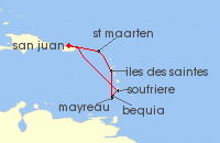 Cruise itinerary map for Windstar Cruises 7 Night Windward Islands Surf & Sunsets (134017)