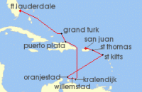 Cruise itinerary map for Princess Cruises 11 Night Southern Caribbean Islander (121891)