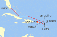 Cruise itinerary map for Explora Journeys 7 Night A Journey into Caribbean Exploration & Island Delights (131532)