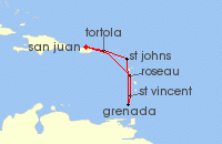 Cruise itinerary map for Royal Caribbean Cruises 7 Night Southern Caribbean Cruise (124996)