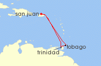 Cruise itinerary map for Royal Caribbean Cruises 9 Night Epic Carnival Experience (137773)