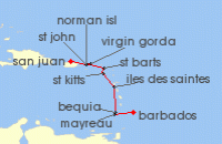 Cruise itinerary map for SeaDream Yacht Club 11 Night Leeward & Windward Islands Explorer (136446)