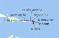 Cruise itinerary map for SeaDream Yacht Club 7 Night Best of British Virgin Isles & St. Barths (135245)