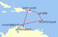 Cruise itinerary map for Virgin Voyages 7 Night Valiants Haunted Halloween Soirée (131157)