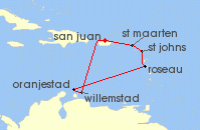 Cruise itinerary map for Virgin Voyages 8 Night Nicky Jam x Virgin Voyages (132495)