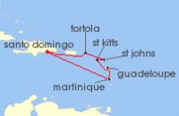 Cruise itinerary map for Costa Cruises 7 Night Caribbean from Santo Domingo (137051)
