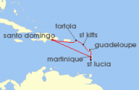 Cruise itinerary map for Costa Cruises 7 Night Caribbean from Santo Domingo (129636)