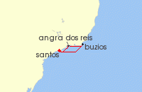 Cruise itinerary map for MSC Cruises 4 Night South America (128692)