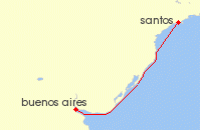 Cruise itinerary map for Costa Cruises 3 Night South America from Santos (130036)