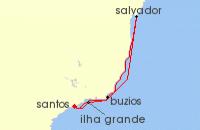 Cruise itinerary map for MSC Cruises 6 Night South America (116107)