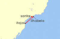 Cruise itinerary map for Costa Cruises 4 Night South America from Santos (129536)